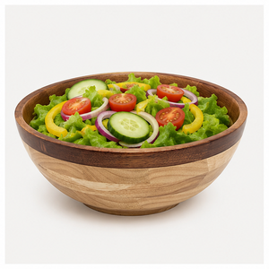 Custom Eco-Friendly Two-Tone Wood Salad <b>Bowl</b> <b>Large</b> Handcrafted Natural Wood Serving <b>Bowl</b> for Fruit and Snacks Tableware - Product Image 2