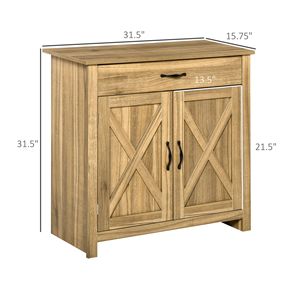 Credenza Villa Oak con anta scorrevole effetto legno naturale e mobile contenitore per cucina, soggiorno e ingresso - Product Image 3