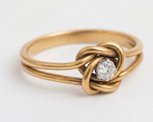 Bague de Fiançailles et de Promesse Antique en Or Massif 18K Style Victorien avec Diamant de Laboratoire, Nœud d'Amoureux Français, Cadeau Romantique Antique - Product Image 4