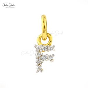 925 Sterling Silver F Initial Pendant Natural 0.9MM Round White Zircon Pendant High Polish Micron Plated Everyday Jewelry - Product Image 1