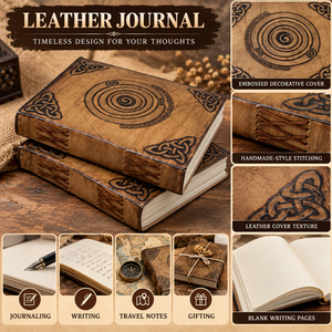 Handmade Leather Journal Notebook Celtic Embossed Cover Vintage Writing <b>Diary</b> Gift for <b>Travel</b> and Everyday Use - Product Image 6