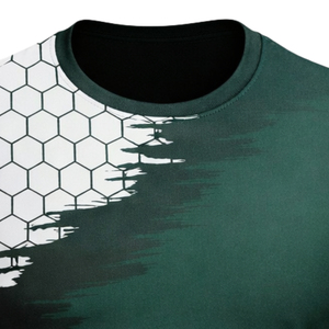 Camiseta de Fútbol Personalizada para Hombre, Verde y Blanca con Estampado Hexagonal Sublimado, Manga Corta, Cuello Redondo, Deportiva, Transpirable - Product Image 4