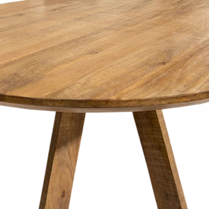 โต๊ะรับประทานอาหารทรงกลมไม้มะม่วงสไตล์ยุโรปแบบดิบๆ สำหรับร้านกาแฟ บิสโทร บาร์ ร้านอาหาร ครัวบ้าน - Product Image 3