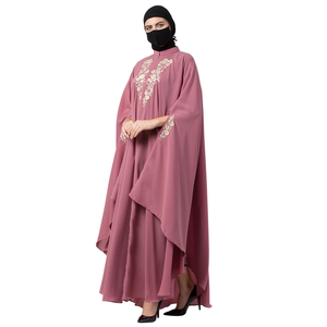 Wholesale Plus Size Ladies <b>Islamic</b> <b>Clothing</b> Breathable Lightweight Long Dresses Customized Embroidery Muslim Abaya Custom Logo - Product Image 1