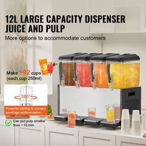 Distributore di Bevande Commerciale in Acciaio Inossidabile a 4 Vasche, 12 L/12,7 QT per Vasca, 510W, Macchina per Tè Freddo e Succhi per Feste - Product Image 2