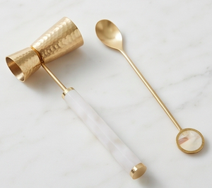 Ensemble de cuillères à bar en or moderne avec manche en céramique, résistantes au lave-vaisselle, cuillères à mélanger, ustensiles de cocktail pour mariage - Product Image 3