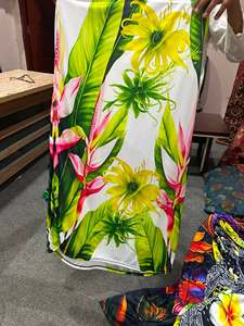 Robe longue personnalisée à imprimé floral style ethnique des îles d'Asie-Pacifique, sans manches, épaules dénudées, pour adulte, collection Lockdown - Product Image 2