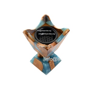 Quemador de incienso indio de secoya islámico hecho a mano elegante con detalles de hoja de oro para uso aromático - Product Image 1