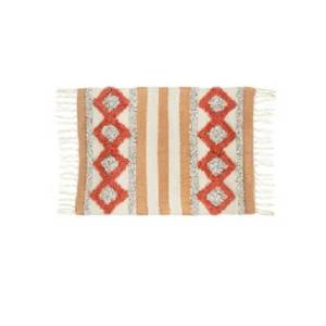 Bohemian Flat Weave Area Rug Rectangle Geometric Pattern Wool Acrylic Living Room <b>Decor</b> Washable Spot Clean Jute Backing - Product Image 1