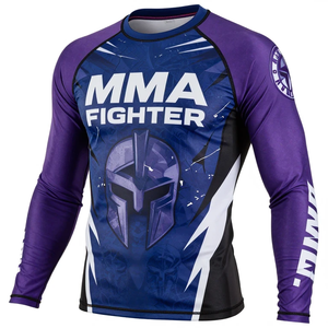 เสื้อรัดกล้ามเนื้อแขนยาวระบายอากาศได้ดี พิมพ์ลายโลโก้ตามสั่ง สำหรับ MMA ออกกำลังกาย เล่นกีฬา ขายส่งราคาถูก - Product Image 3