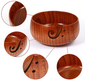 Premium Handmade Rosewood Yarn Bowl Custom Logo Wooden Knitting Bowl Storage Organizer for Crochet <b>Sewing</b> Craft Wood Yarn Bowl - Product Image 2