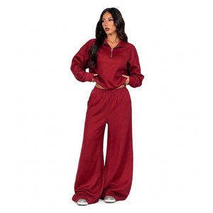 Ensemble de survêtement d'hiver pour femme : sweat-shirt demi-zip et pantalon ample confortable – Tissu de qualité supérieure – Fournisseur en gros - Product Image 6
