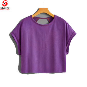 เสื้อครอปท็อปกีฬาผู้หญิงขายส่ง ระบายอากาศได้ดี เป็นมิตรกับสิ่งแวดล้อม รับสกรีนโลโก้ แขนสั้น คอกลม ทรงปกติ คุณภาพสูง - Product Image 2