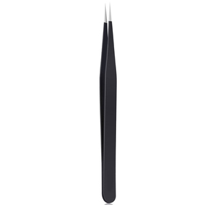 Pinces professionnelles pour extensions de cils en acier inoxydable, pointe lisse, précision, revêtement plasma noir, design fin à 90 degrés - Product Image 6