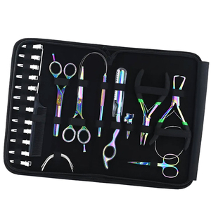 Kit Profesional de Herramientas de Acero Inoxidable para Extensiones de Cabello para Estilistas |   Alicates para microperlas, herramienta de bucles, tijeras de entresacar, clips - Product Image 1