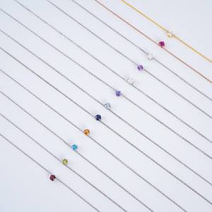 Collar con dijes de piedra de nacimiento solitarios para mujer, joyería de piedra de nacimiento, colgante de plata 925, dijes de piedra de nacimiento redondos personalizados con gemas. - Product Image 5