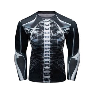 Maillot de compression blanc et gris à manches longues, sublimé, pour le sport, avec tissu extensible à séchage rapide et haute performance - Product Image 3