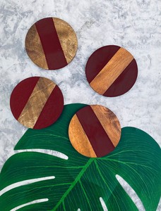 Juego de 4 Posavasos de Madera de Mango y Resina Epoxi, Diseño Clásico, Ecológicos, para Mesa de Centro - Product Image 6