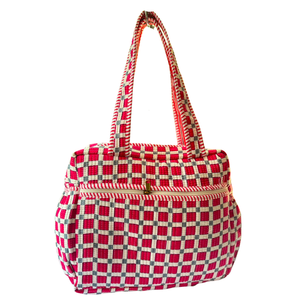 Bolsa de Pañales Premium con Estampado Jaipur, Bolsa de Algodón Acolchada para Cambiar Pañales, con Múltiples Bolsillos, Cierre de Cremallera, Sostenible, para Baby Shower - Product Image 1