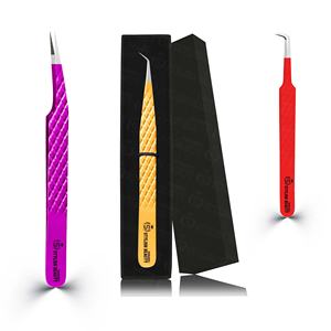 Ensemble de pinces à cils avec boîte cadeau, outils pour cils, pinces de haute précision antidérapantes, kit de pinces, étiquette privée OEM, vente en gros - Product Image 1