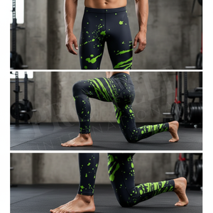 100% High Quality Sportswear Custom Logo Compression Leggings Quick Dry Gym Running Tights Fitness Workout Design Skinny Pants - Product Image 4