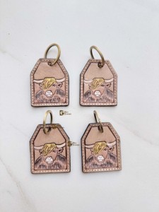 Tendencia 2026: Llavero de cuero hecho a mano con forma irregular, grabado personalizado, estampado, gran oferta, ligero, tipo arete para llaves. - Product Image 4
