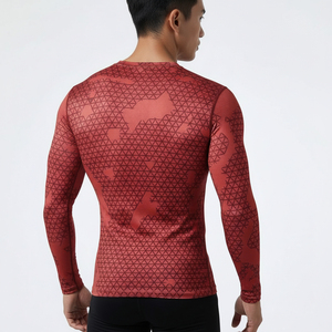 Maillot de bain anti-UV à manches longues pour homme, personnalisé, de haute qualité, avec logo imprimé par transfert thermique sur le devant, séchage rapide - Product Image 3
