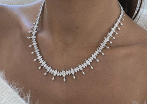 Luxury Marquise Moissanite Drop <b>Necklace</b> Iced Out Tennis Chain Hip Hop Jewellery Bridal <b>Statement</b> Gift - Product Image 3