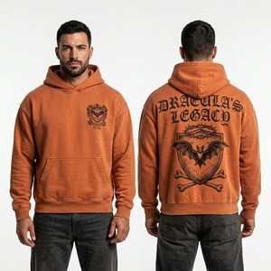 Sweat à capuche zippé violet pour homme, style gothique, avec imprimé roue de la chance au dos, streetwear, logo cercueil personnalisé, entièrement zippé, épais, délavé vintage - Product Image 2