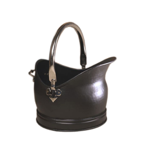 Seau à charbon en métal noir antique avec poignée, seau à charbon pour la maison, le jardin, l'extérieur, accessoires pour cheminée - Product Image 1