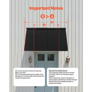 Tettoia Fissa in Metallo 44 x 24 Pollici con Telaio in Acciaio Stabile e Telo in PC Rivestito per Protezione da Pioggia e Neve - Product Image 6