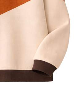 เสื้อสเวตเชิ้ตผู้หญิงแบบคอซิป ¼ ซิป สีน้ำตาล ส้ม เบจ ตัดต่อสี ผ้าฟลีซ ทรงหลวม สวมใส่สบาย อุ่นเหมาะสำหรับฤดูหนาว เนื้อผ้านุ่ม - Product Image 6