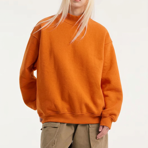 Sweat-shirt à col montant pour femme en molleton de coton épais, coupe ample, avec patch graphique tissé et finition délavée, marque privée - Product Image 6