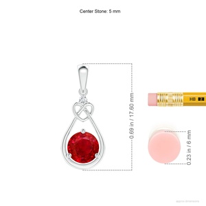 14K Pure <b>Gold</b> Natural Red Ruby Precious Gemstone Knotted Heart Shape <b>Pendant</b> with Round Diamond Handmade Fine Jewelry <b>Pendant</b> - Product Image 2