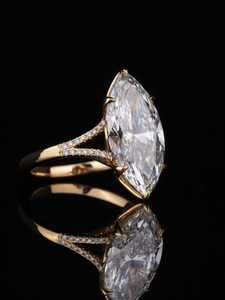 Bague en argent S925 pour femmes, 8x15mm, œil de cheval, diamant blanc, haut de gamme, classique, polyvalente, bijoux de mariage - Product Image 5