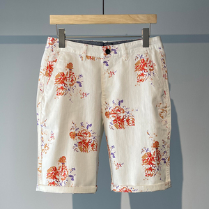 Men's Trendy <b>Printed</b> Five Quarter Shorts Summer Quick Dry Breathable <b>Canvas</b> Button Fly Beach Casual Lightweight Mid Waist Pants - Product Image 6
