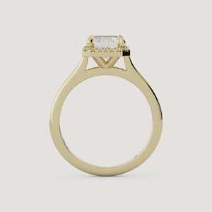 Bague de fiançailles en diamant de laboratoire taille émeraude 2 carats, or massif 14k 18k, halo étincelant, alliance de mariage certifiée CVD HPHT, cadeau de bijoux - Product Image 4