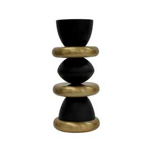 Opulento Candelabro Moderno Negro y Dorado de Aluminio de 12 Pulgadas de Altura, Hecho a Mano, Ecológico, Portátil y de Diseño Duradero para Uso Religioso - Product Image 4