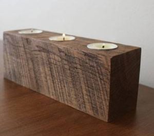 Porte-bougie en bois ContourGlow |   Support rectangulaire long pour bougies chauffe-plat |   Décoration de Noël moderne faite à la main pour la maison et cadeau - Product Image 4