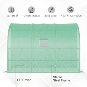 Serra a Muro Ecologica 3x1,5m con 2 Porte e Finestre, Copertura in PVC e 3 Ripiani in Materiale Mylar - Product Image 6