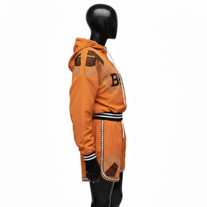 Conjunto de Chaqueta Cortavientos y Pantalones Cortos para Mujer, Tela Suave de Nailon y Poliéster, Diseño de Paneles, Logotipo Personalizado, Tallas Grandes - Product Image 3