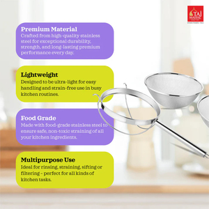Multi-Purpose Stainless Steel IC Soup <b>Strainer</b> with Reinforce Mesh <b>Strainer</b> Handle Fine Mesh - Product Image 4