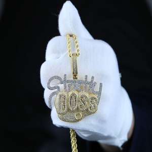 Collar con colgante de letra inicial estilo Hip Hop, chapado en oro y plata, con incrustaciones completas de moissanita micro pavé, cadena de cuerda, joyería - Product Image 5