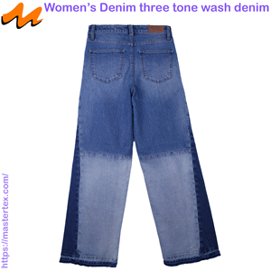 Pantalon large décontracté pour femme, trois tons, délavé clair, moyen et foncé, en coton recyclé BCI et élasthanne, confectionné à partir de 12,27 oz - Product Image 3