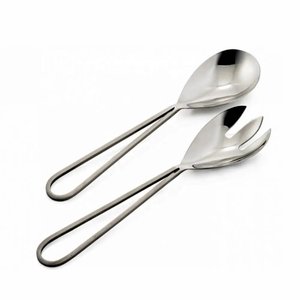 Classy Stainless Steel Salad Set With <b>Black</b> Rustic <b>Feather</b> Design Handle for Kitchenware Tabletop Salad Server Sets - Product Image 6