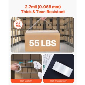 Nastro Adesivo Trasparente Resistente da 3 Pollici, 12 Rotoli, 1,88 Pollici x 65 Iarde, 2,7 Mil, con Dispenser per Imballaggio - Product Image 4