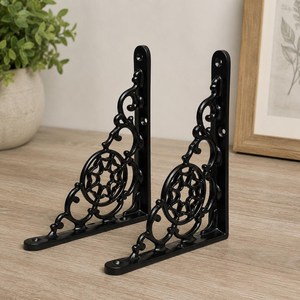 SHUBHAM Decorative Cast Iron Wall Shelf <b>Bracket</b> <b>Corner</b> Rack Floral Metal Support <b>for</b> Home Display - Product Image 3