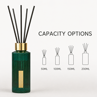 Diffuseur de parfum en verre vert émeraude 100 ml, logo personnalisé, marque privée, parfum d'ambiance
