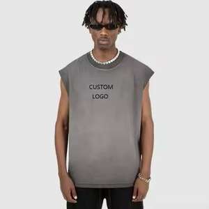 Débardeur décontracté pour homme à séchage rapide, en maille polyester-coton, sans manches, avec logo personnalisé, coupe ample pour le sport - Product Image 1