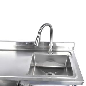 Lavello Commerciale Indipendente per Cucina Professionale 47'' con Lavello Destro in Acciaio Inox, Cassetto e Rubinetto Estraibile - Product Image 6